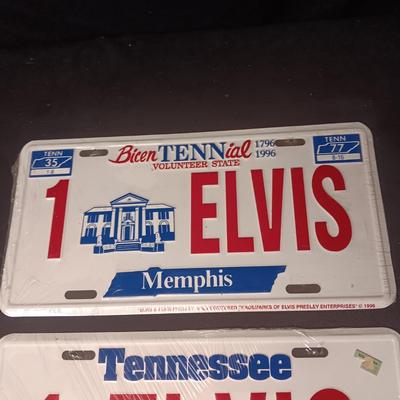 2 TIN ELVIS LICENSE PLATES