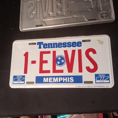 2 TIN ELVIS LICENSE PLATES
