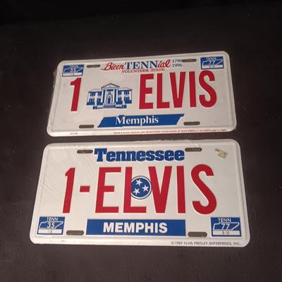 2 TIN ELVIS LICENSE PLATES