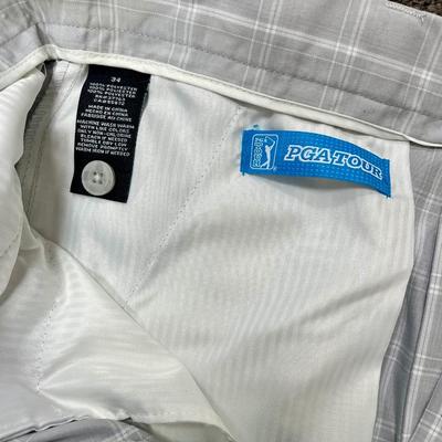 Mens Shorts size 34 Tan St. Andrew'a of Scotland and gray plaid size 34 PGA Tour