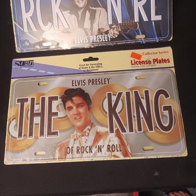 2 TIN ELVIS LICENSE PLATES