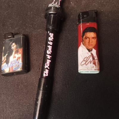 ELVIS TRAVEL CUP, DISPOSABLE LIGHTERS AND A PEN