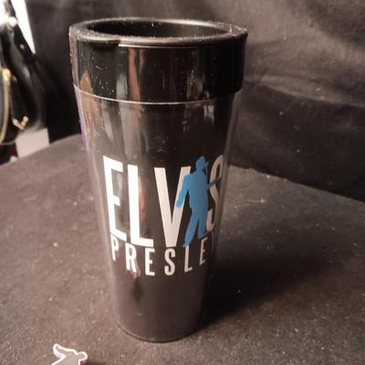 ELVIS TRAVEL CUP, DISPOSABLE LIGHTERS AND A PEN