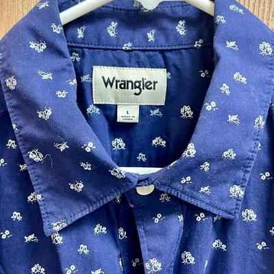 Men's Long Sleeve Wrangler Western Shirt Size Large