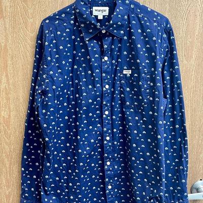 Men's Long Sleeve Wrangler Western Shirt Size Large