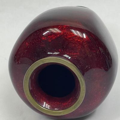GINBARI Pigeon Blood Red Enamel Cloisonne Vase Antique Asian Meiji Period Japanese Urn Gilt