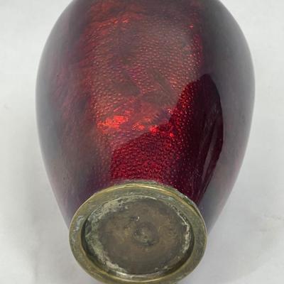 GINBARI Pigeon Blood Red Enamel Cloisonne Vase Antique Asian Meiji Period Japanese Urn Gilt