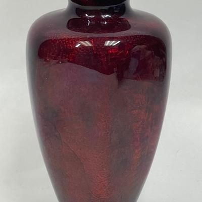 GINBARI Pigeon Blood Red Enamel Cloisonne Vase Antique Asian Meiji Period Japanese Urn Gilt