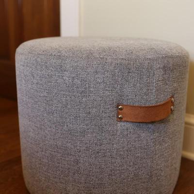 Gray Fabric Upholstered Ottoman with Handles