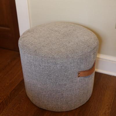 Gray Fabric Upholstered Ottoman with Handles