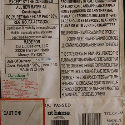 Gray Fabric Upholstered Ottoman with Handles