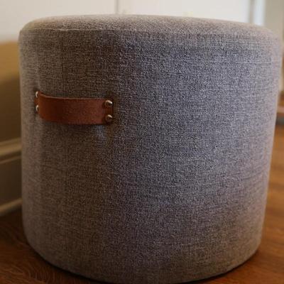 Gray Fabric Upholstered Ottoman with Handles