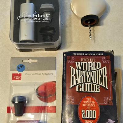 'Bartender Guide' Book and Wine Tools