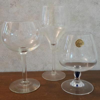 (3) Wine and Brandy Glasses