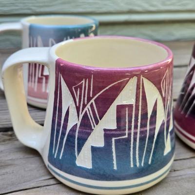 (4) Native American Pottery Mugs