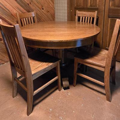 Square Brand Chittenden & Eastman Co. Oak Table and 4 Chairs