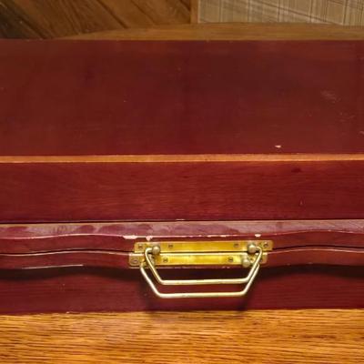 Vintage Chinese Chess Set Folding Carved Board Cinnabar & Jade Pieces