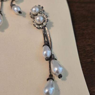 Crystal and Faux Pearl Necklace & Earrings
