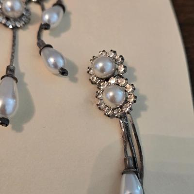 Crystal and Faux Pearl Necklace & Earrings
