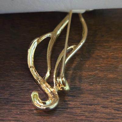Gold Tone Siamese Cat Brooch