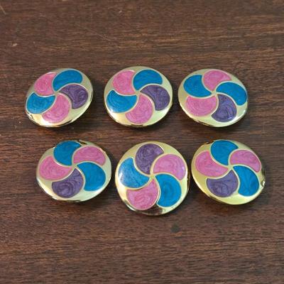 Enamel and Gold Tone Button Covers