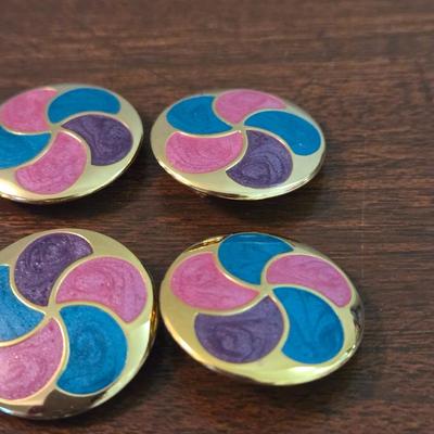Enamel and Gold Tone Button Covers