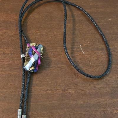 (2) Leather and Wood Bolo Ties