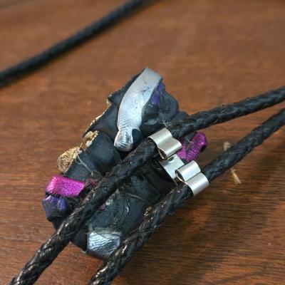 (2) Leather and Wood Bolo Ties