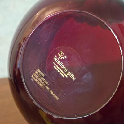 Princess House Red Cranberry Cut Crystal Christmas Bowl