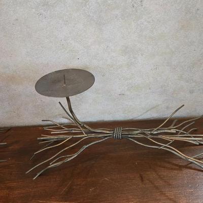 Pair of Metal Bound Stick Candleholders