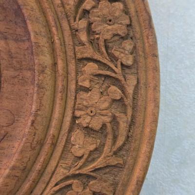 Carved Wood Round Plate