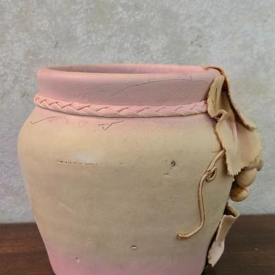Vintage Leather Covered Flower Pot