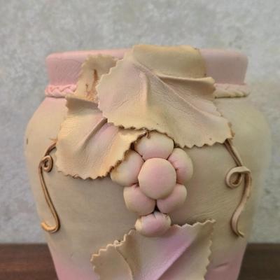 Vintage Leather Covered Flower Pot