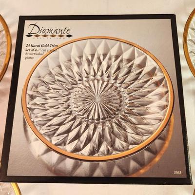Lot #23 4 Boxes of 4 Diamonte Gold Collection Dessert/Salad Plates