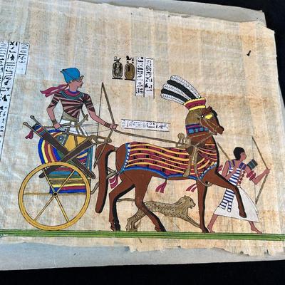Lot 9. Unframed Egyptian Papyrus Paintings