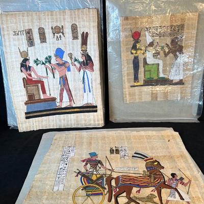 Lot 9. Unframed Egyptian Papyrus Paintings