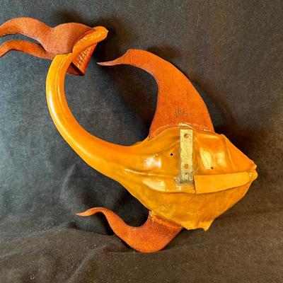 Lot 11. Leather Fish Sculpture Wall Hanging