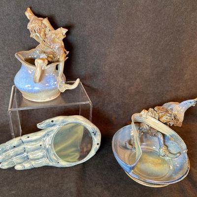 Lot 12. Three Blue Pottery Pieces