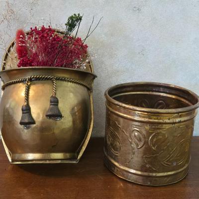 (2) Brass Floral Containers