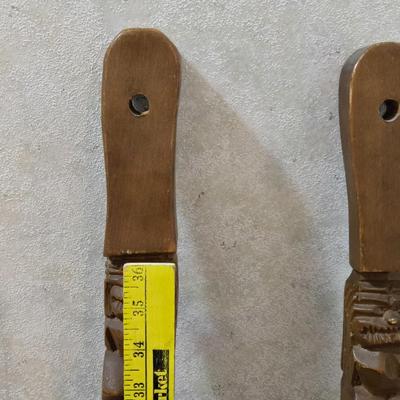 Carved Wood Large Spoon & Fork Deco