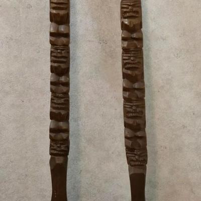 Carved Wood Large Spoon & Fork Deco