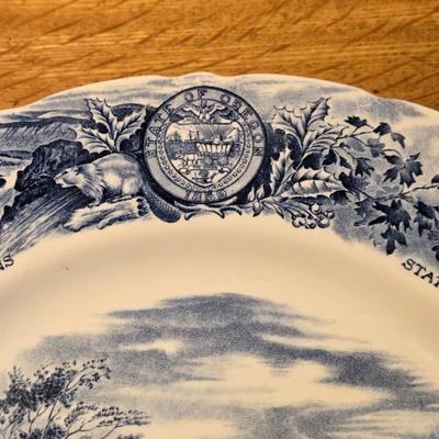 Vintage Oregon Blue and White Plate
