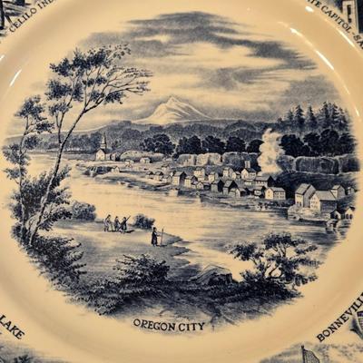Vintage Oregon Blue and White Plate