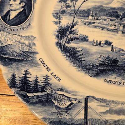 Vintage Oregon Blue and White Plate