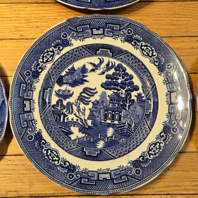 Antique Allentons England Blue Flow Willow Plates