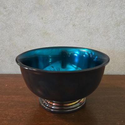 Gorham Silverplate Bowl with Blue Glass Insert