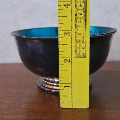 Gorham Silverplate Bowl with Blue Glass Insert