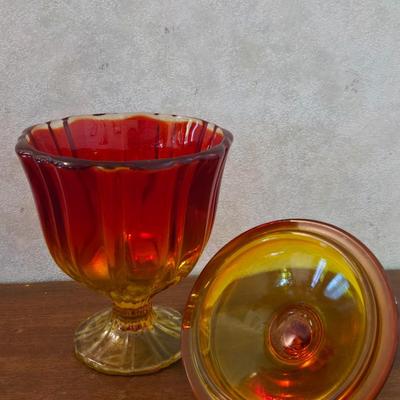 Cranberry Blow Glass Candy Dish