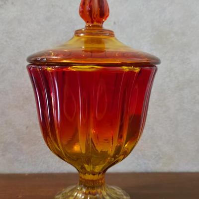 Cranberry Blow Glass Candy Dish