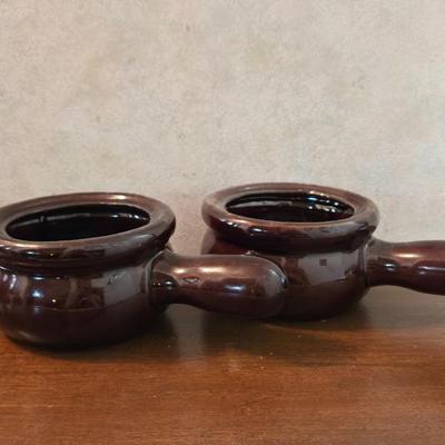 (2) Ceramic Crock Soup Bowls